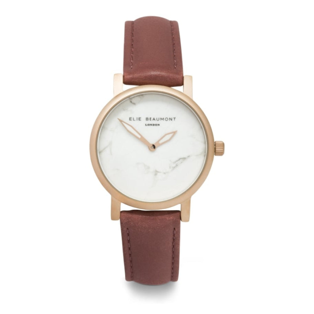 Carrera Dusty Rose Leather Strap With Rose Gold Case & White Dial Ladies Watch