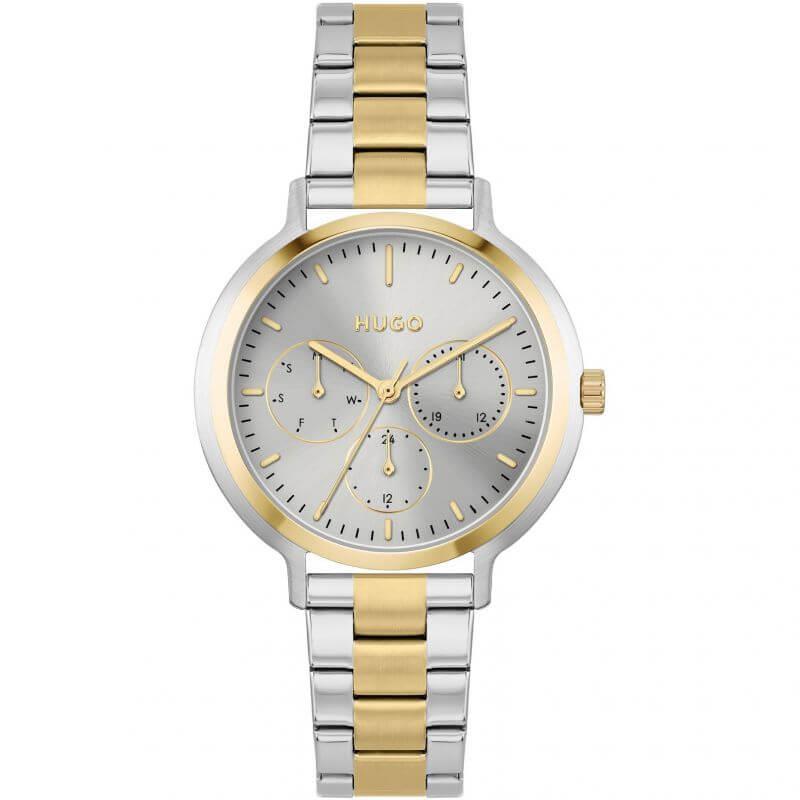 EDGY Grey Multifunctional Dial & Two Tone Bracelet Strap Ladies Watch