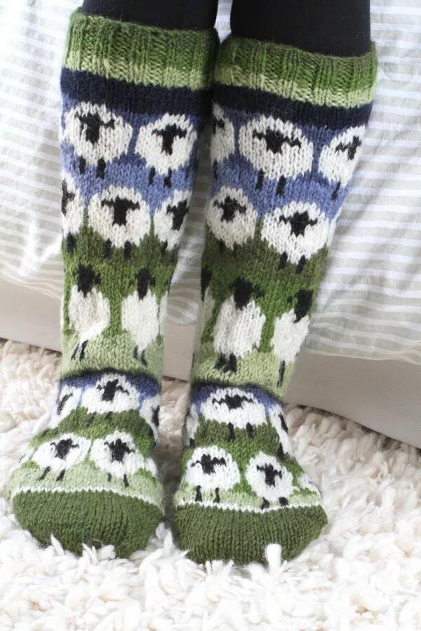 Flock Of Sheep Long Socks