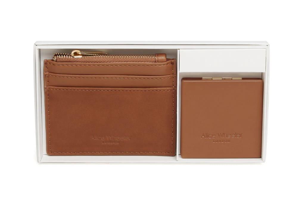 Verona Coin Purse & Vienna Compact Mirror Gift Set In Tan