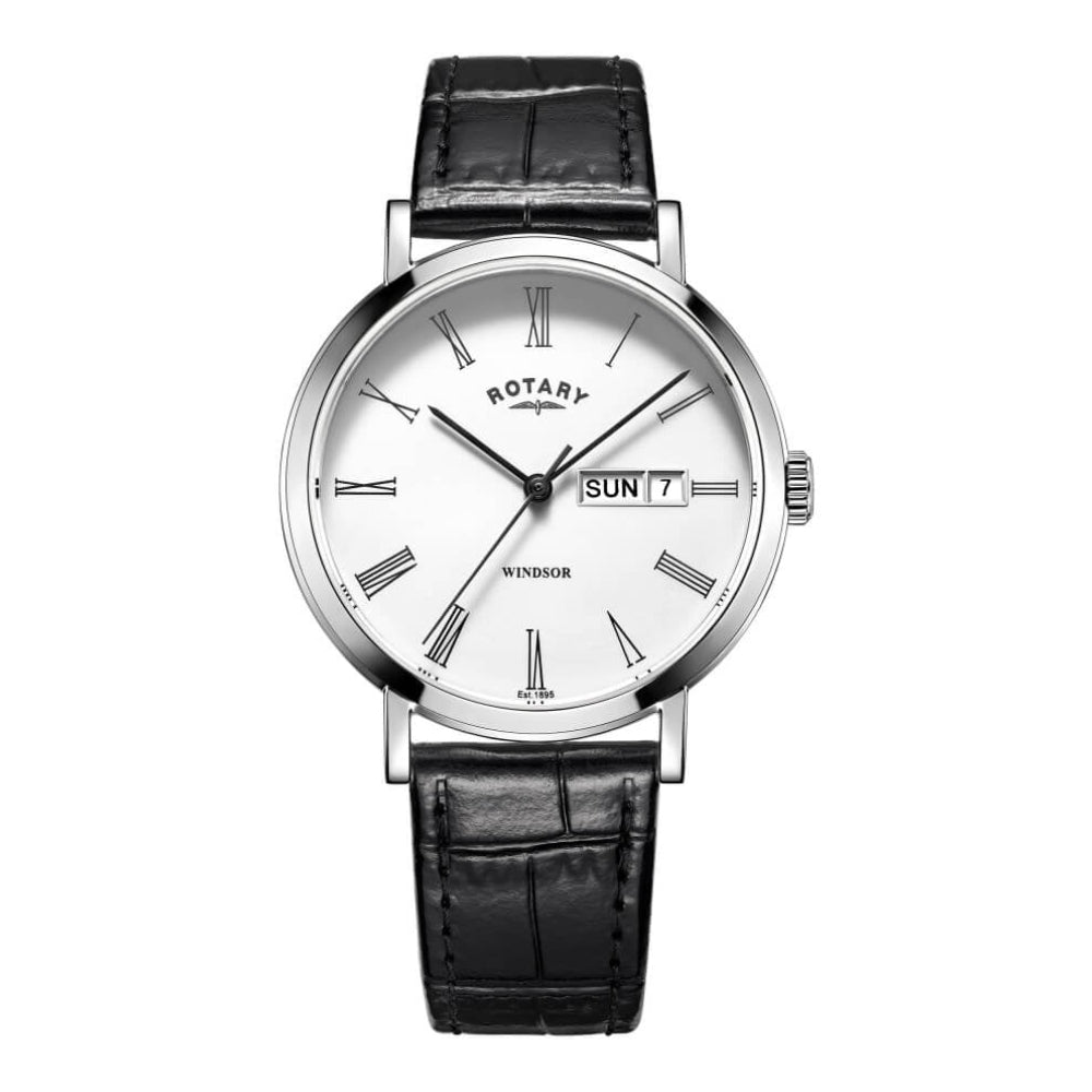 Mens Chrome Windsor Leather Watch