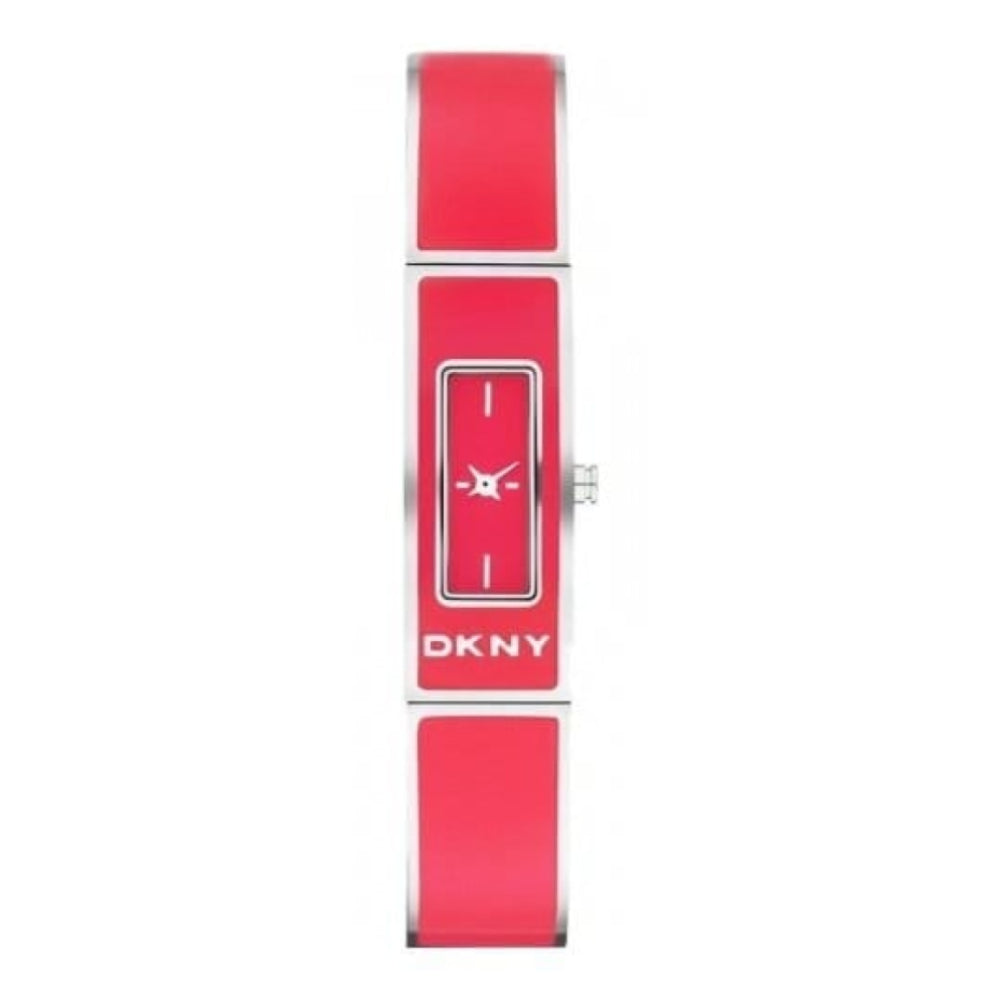 Ladies Pink Semi Bangle Logo Steel Watch
