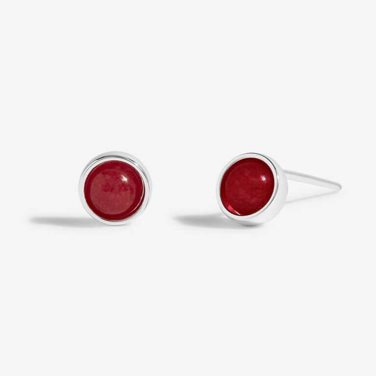 January Garnet Birthstone Boxed Earrings