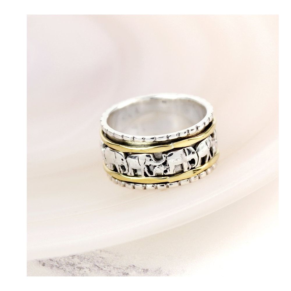 Elephant Spinning Ring Silver/Brass