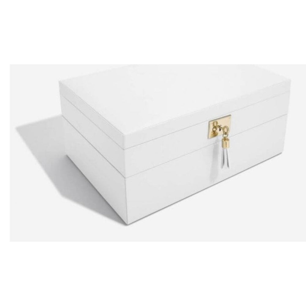 Classic White Leather Set Of 2 Jewellery Box