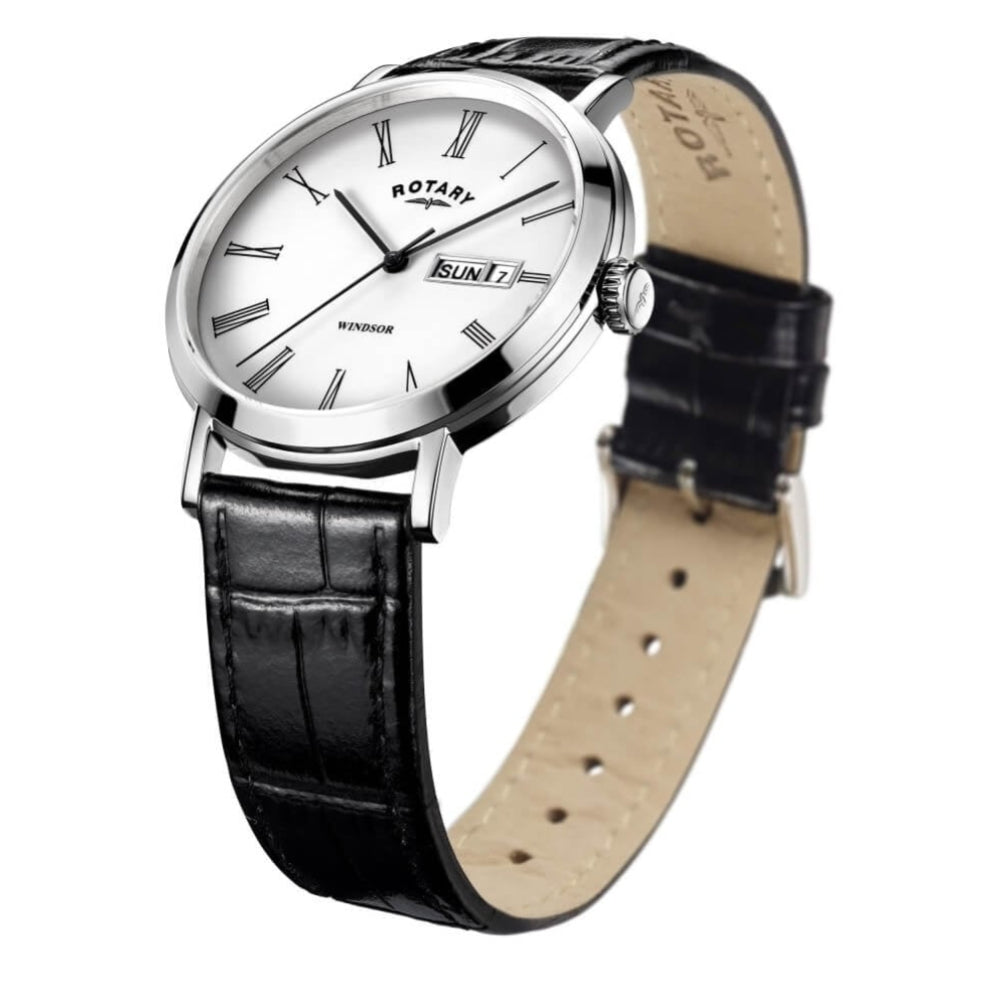 Mens Chrome Windsor Leather Watch