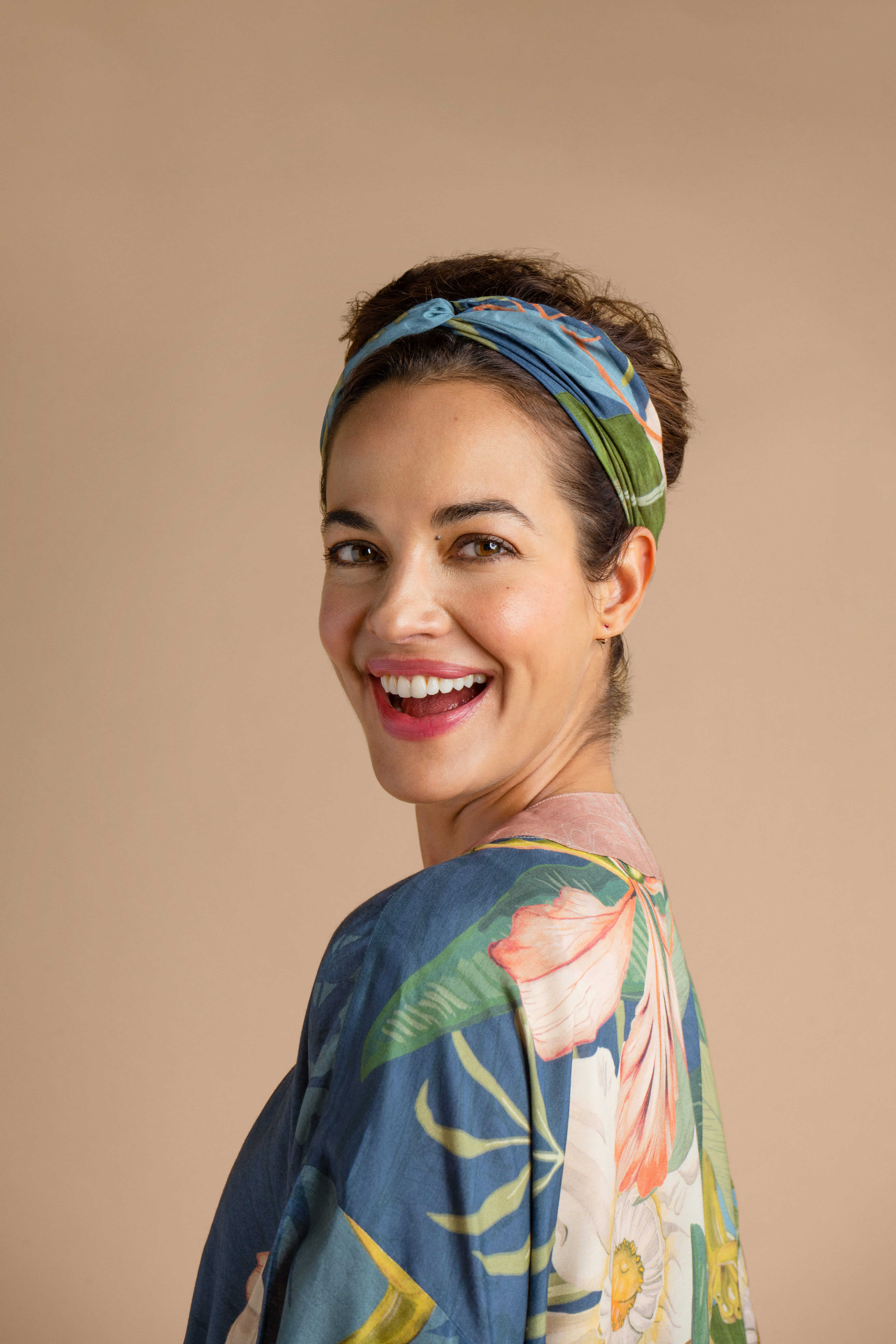 Delicate Tropics Elasticated Headband - Indigo