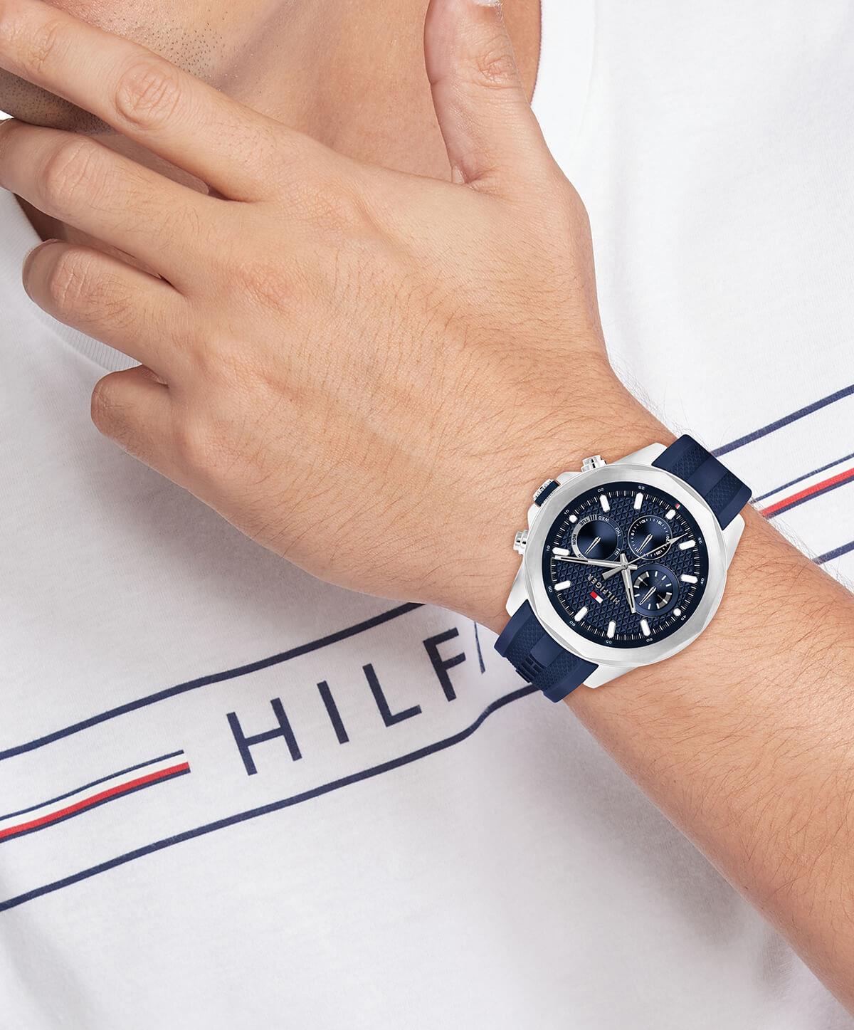 Lars Multifunction Textured Blue Dial With Blue Silicone Strap Gents Watch