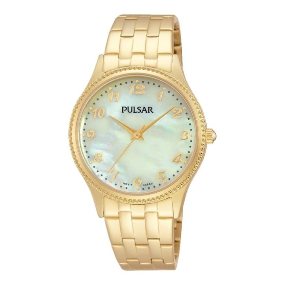 Womens Gold Mother of Pearl Bracelet Watch