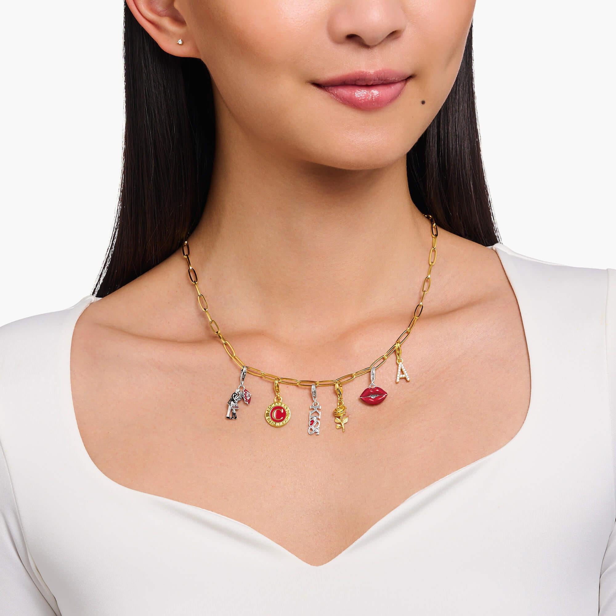 Gold Plated Sparkling letter A Charm Pendant