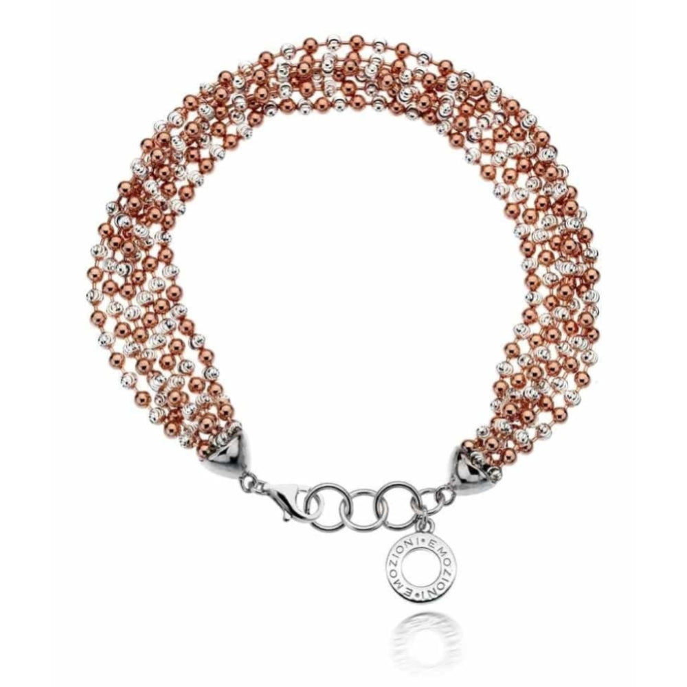 Emozioni Luxury Sterling Silver and Rose Gold Plate Bead Bracelet