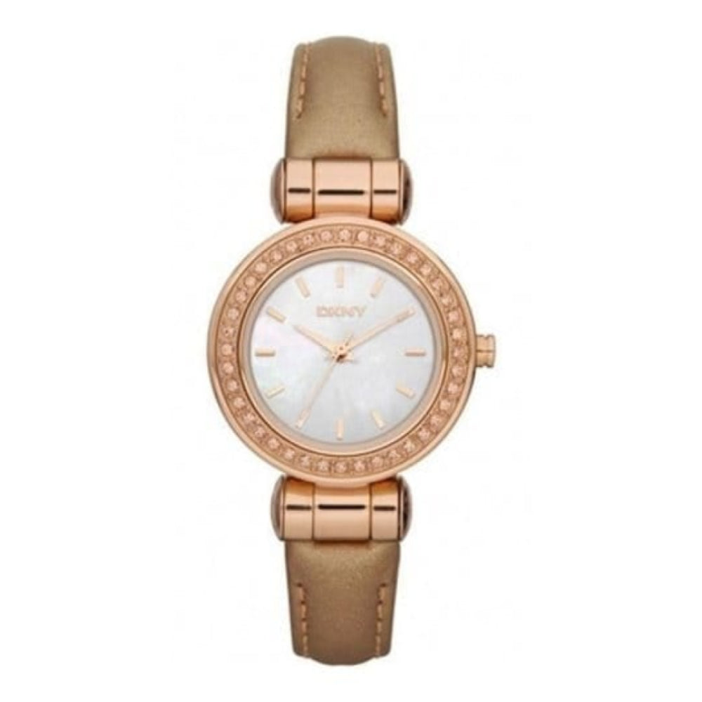 Ladies Petite Metalic Gold Leather Watch