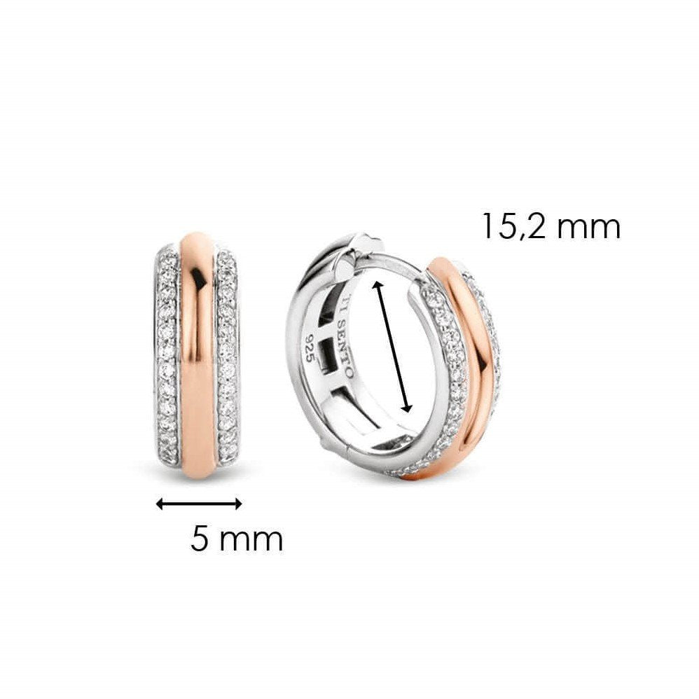 Two Tone CZ Hoop Earrings