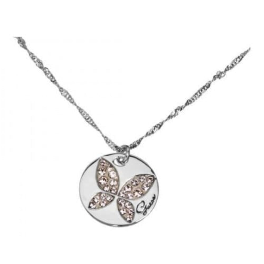 Stone Set Butterfly Coin Pendant Necklace