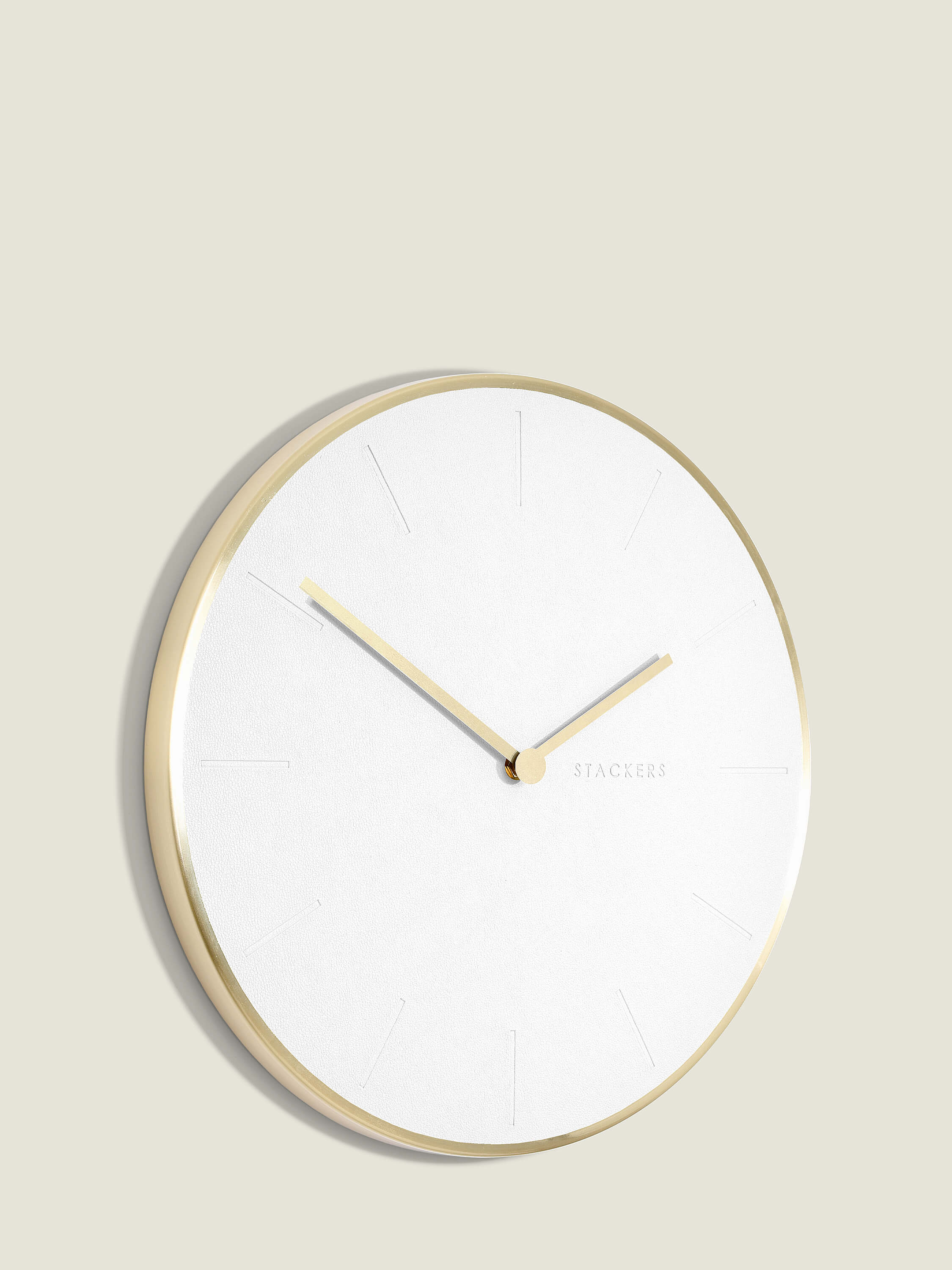 Brushed Gold & White PU Clock