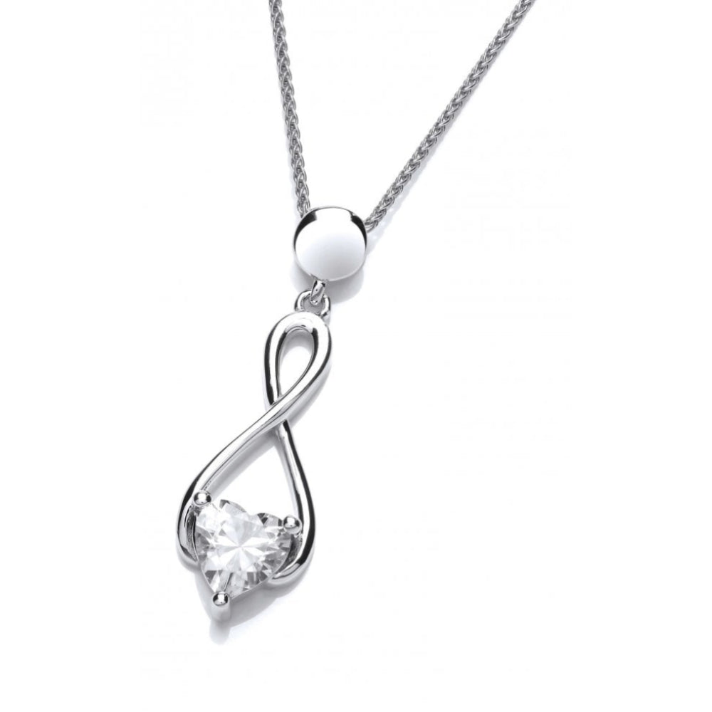 Silver & CZ Heart Celtic Drop Pendant & Chain