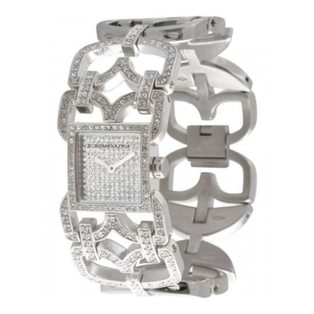 Ladies Stainless Steel Stone Set Bezel and Dial and Stone Set Bracelet Watch