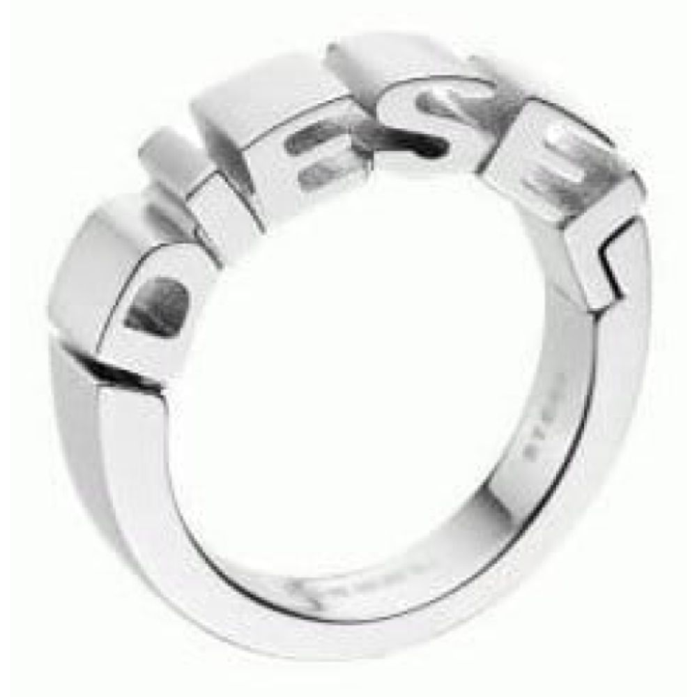 Ladies Large Silver Stainless Steel Logo Ring