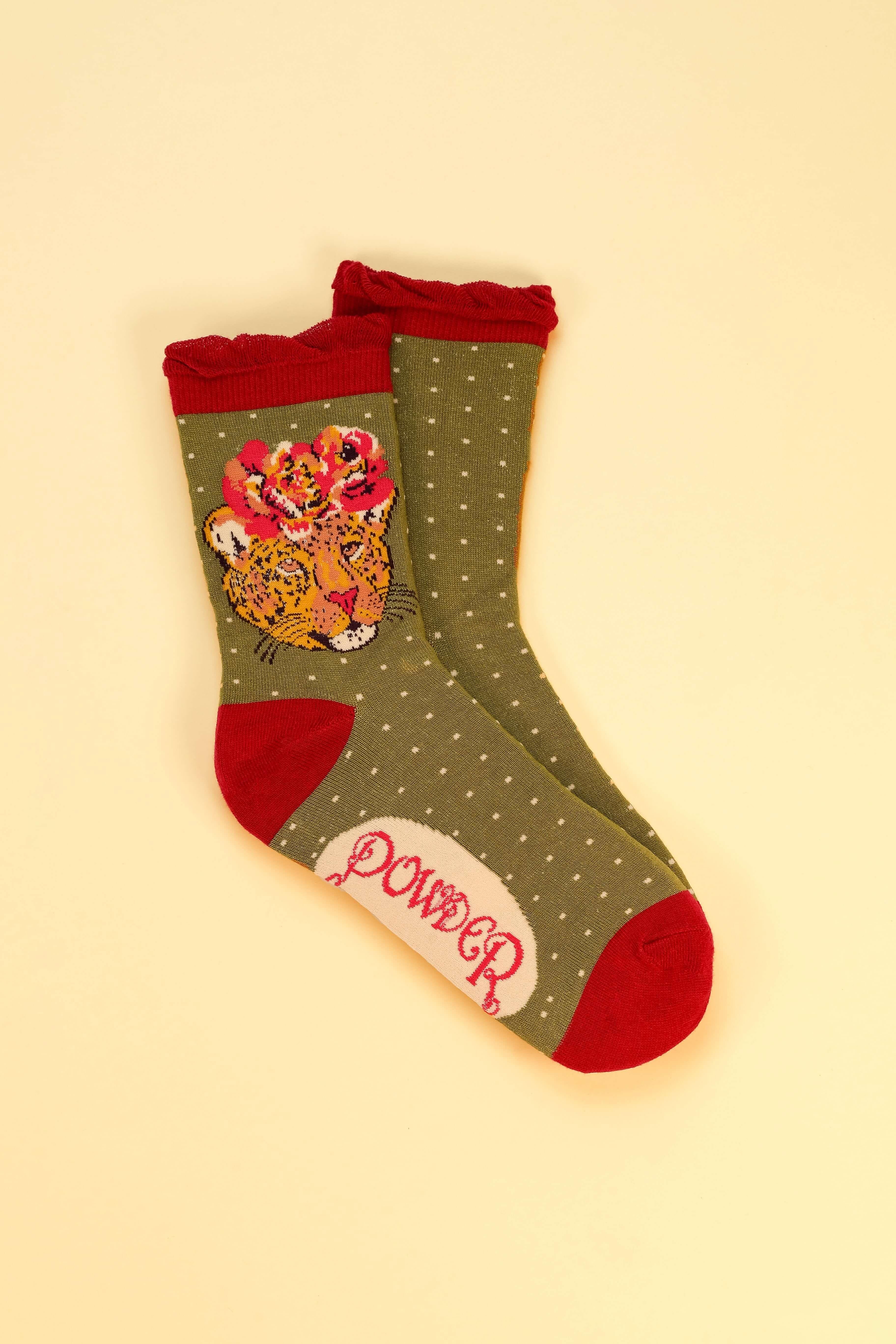 Climbing Leopard Ankle Socks- Olive