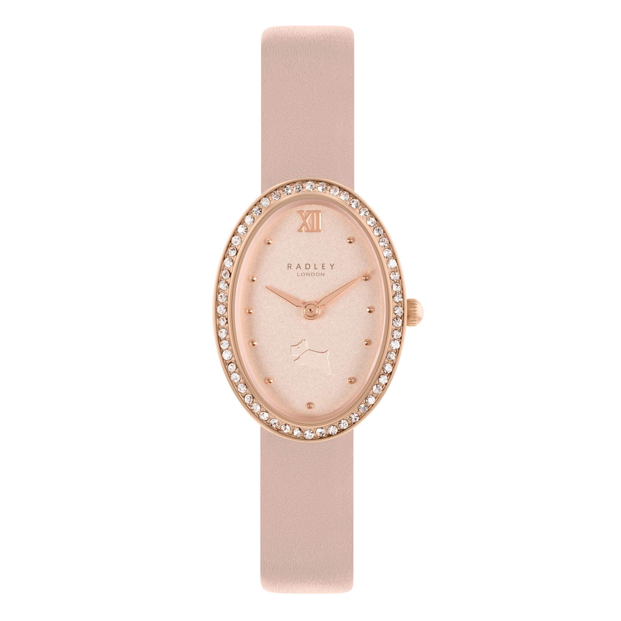 Ladies Rose Gold Plated Cobweb Leather Strap Watch