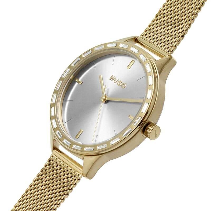 FLASH Grey Dial & Gold Plated Mesh Strap Ladies Watch