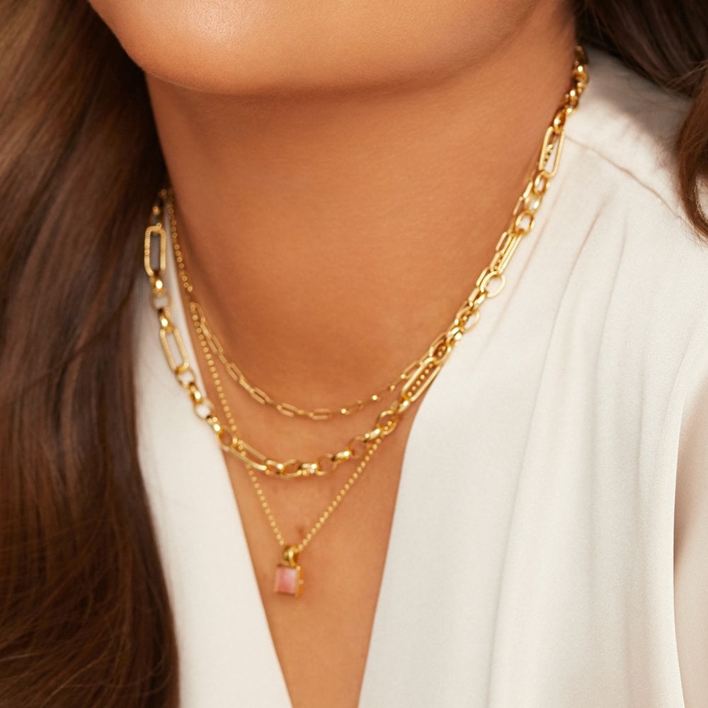 18ct Gold Plated Embrace Small Paperclip Chain - 40-45cm