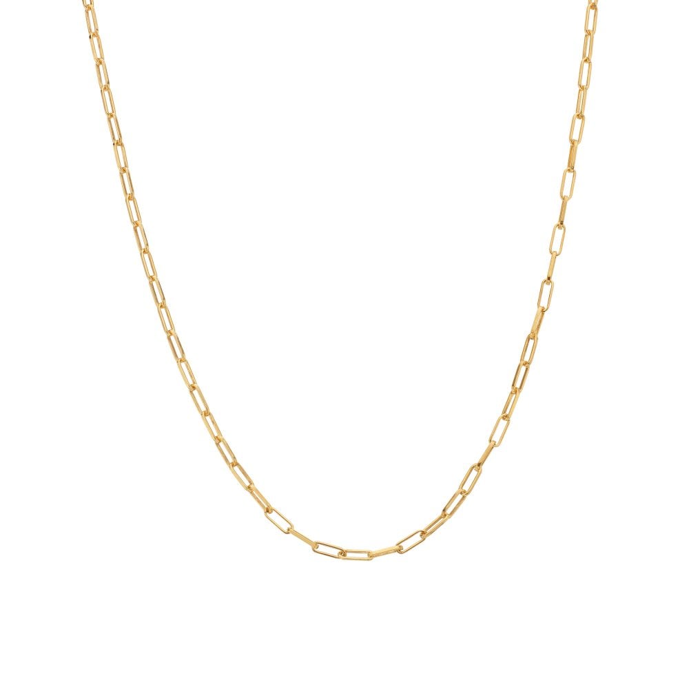 18ct Gold Plated Embrace Small Paperclip Chain - 40-45cm