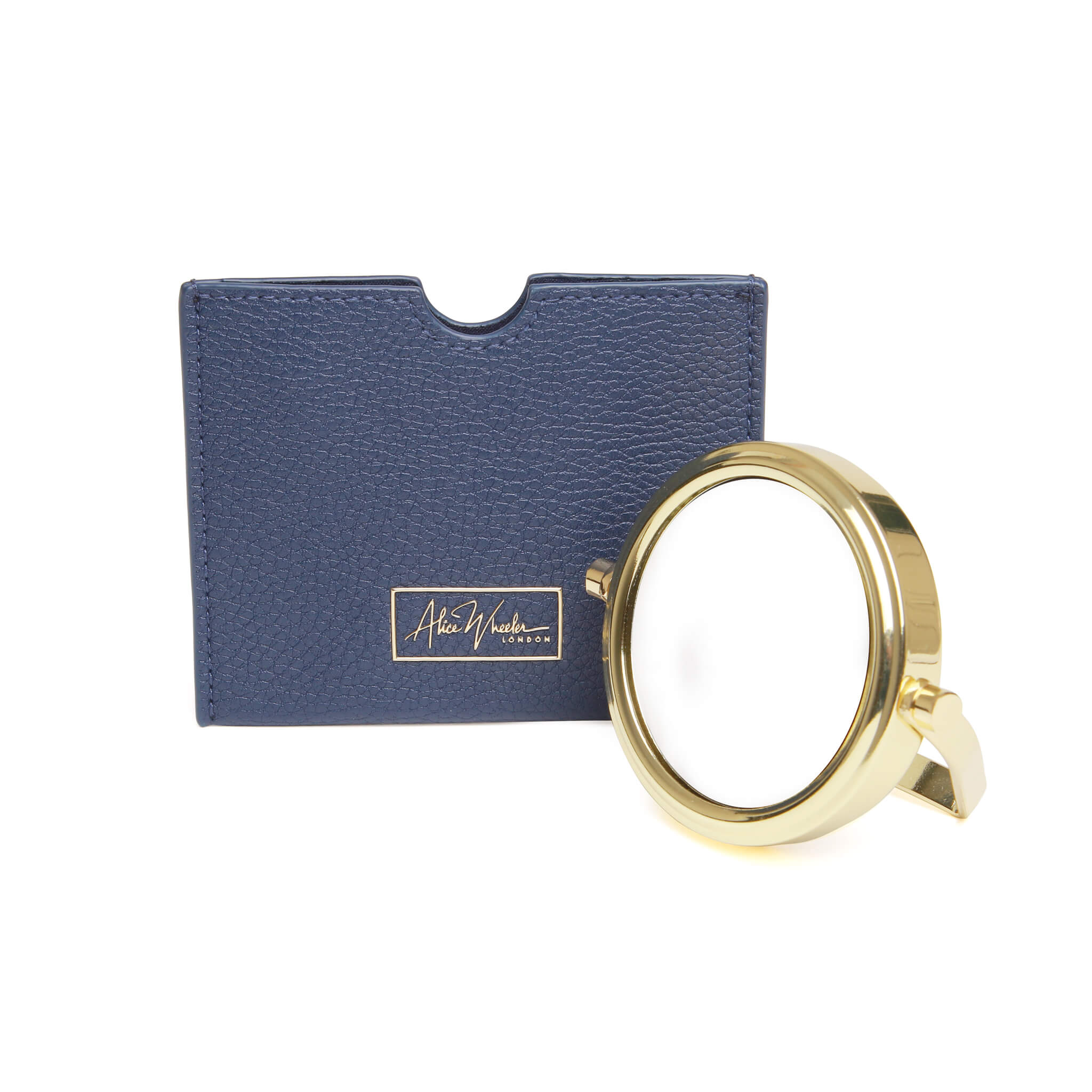 Mirror & Pouch In Navy - 7x Magnification