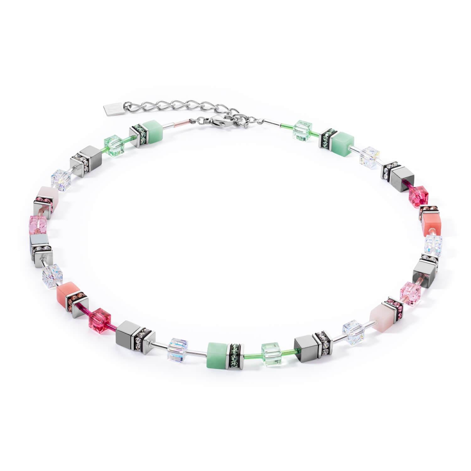 GeoCUBE Iconic Necklace In Green-Pink