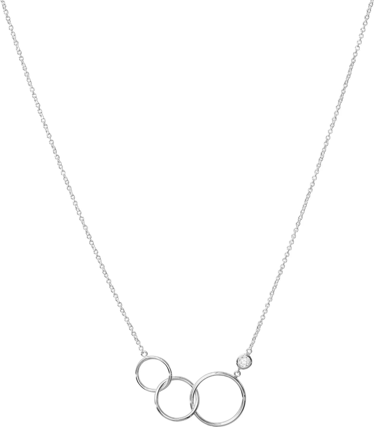 Sterling Silver Circles & CZ Stones Pendant Necklace
