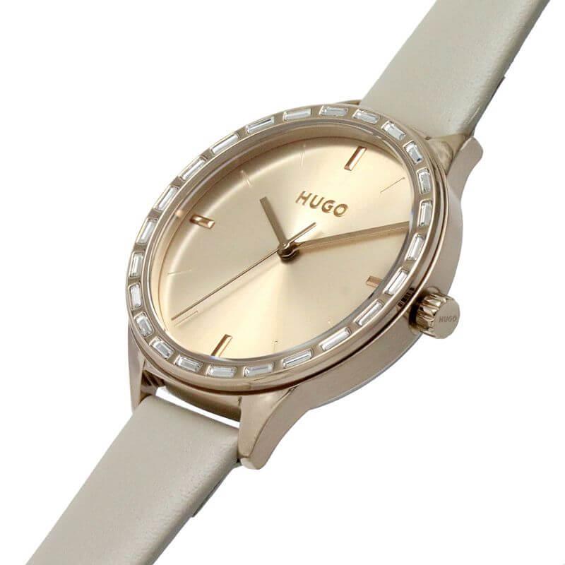 FLASH Rose Gold Dial & Beige Leather Strap Ladies Watch