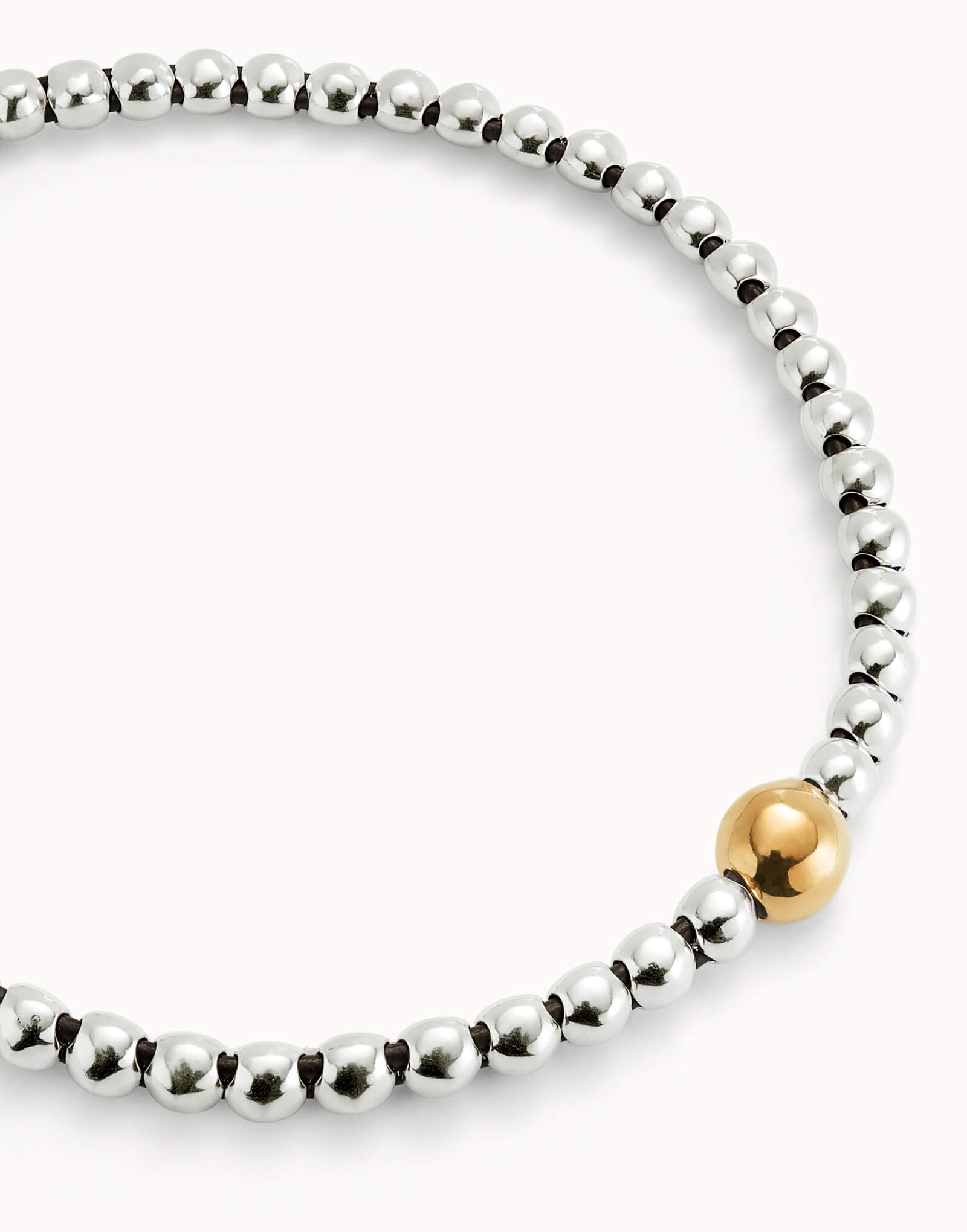 18k Gold Plated Larger Central Bead Pendant With Silver Plated Bead Necklace