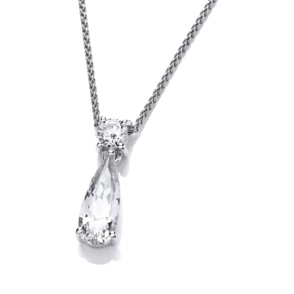 Silver CZ Beauty Drop Pendant & Chain