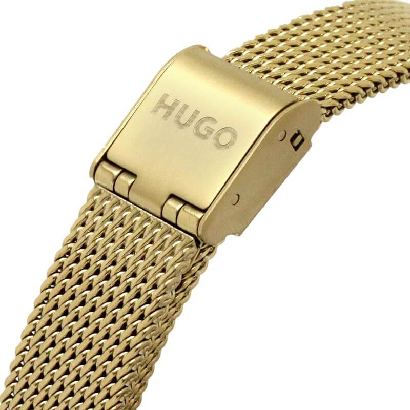 #SWEET Gold Plated Mesh Strap Black Dial Ladies Watch