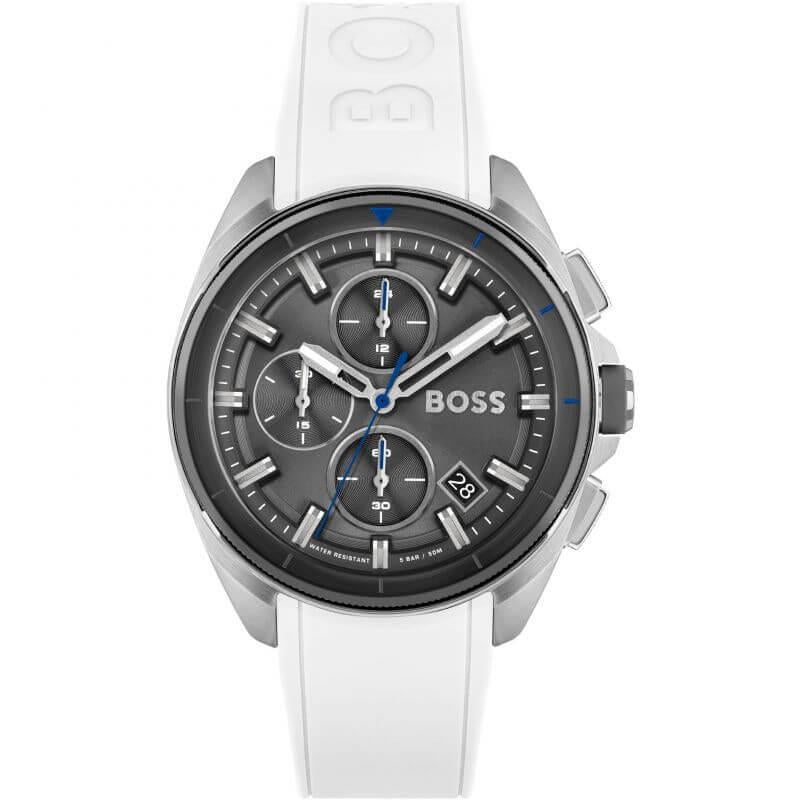 Volane Grey Chronograph Dial White Rubber Strap Gents Watch