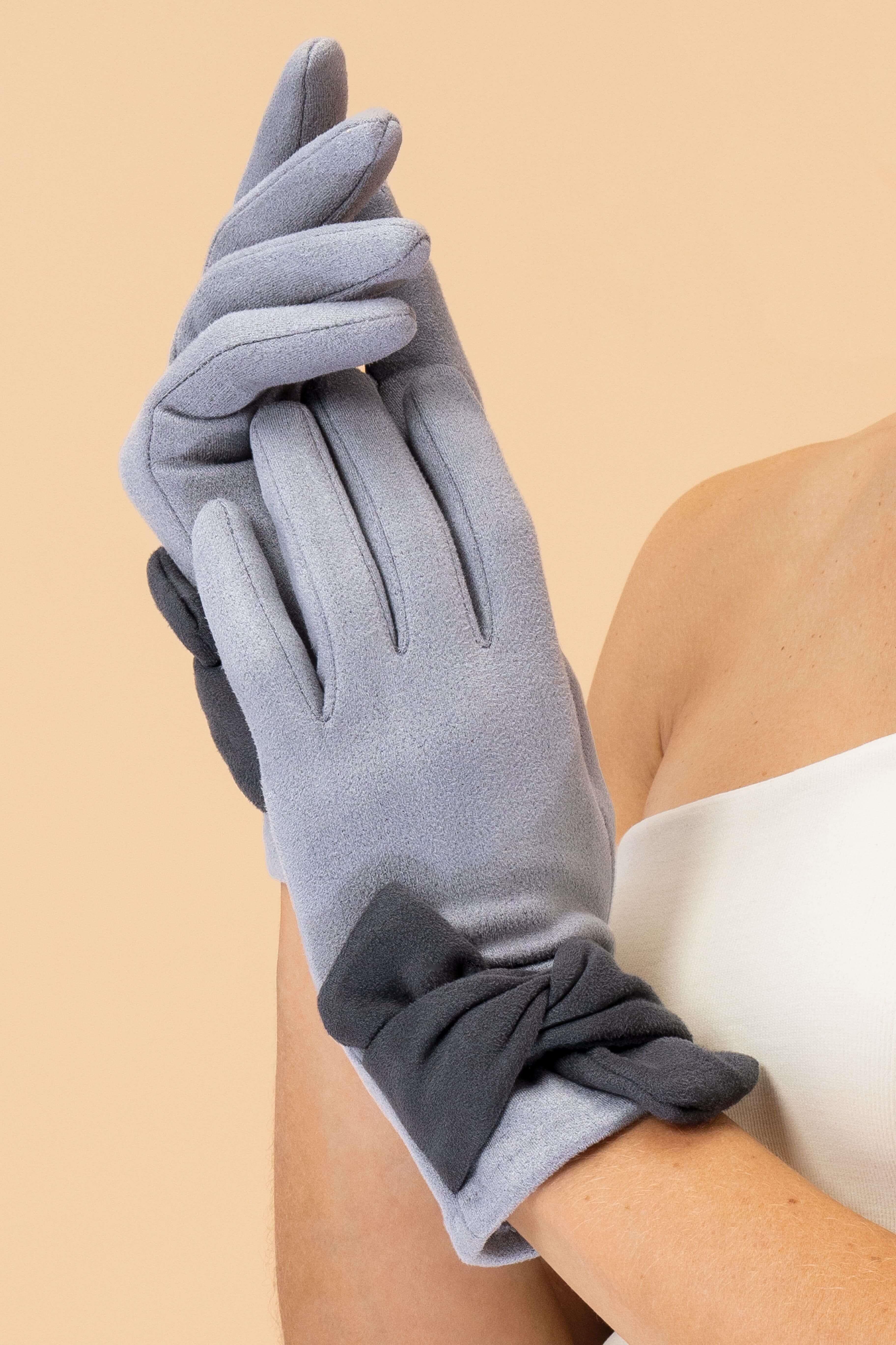 Henrietta Faux Suede Gloves- Mist/Slate