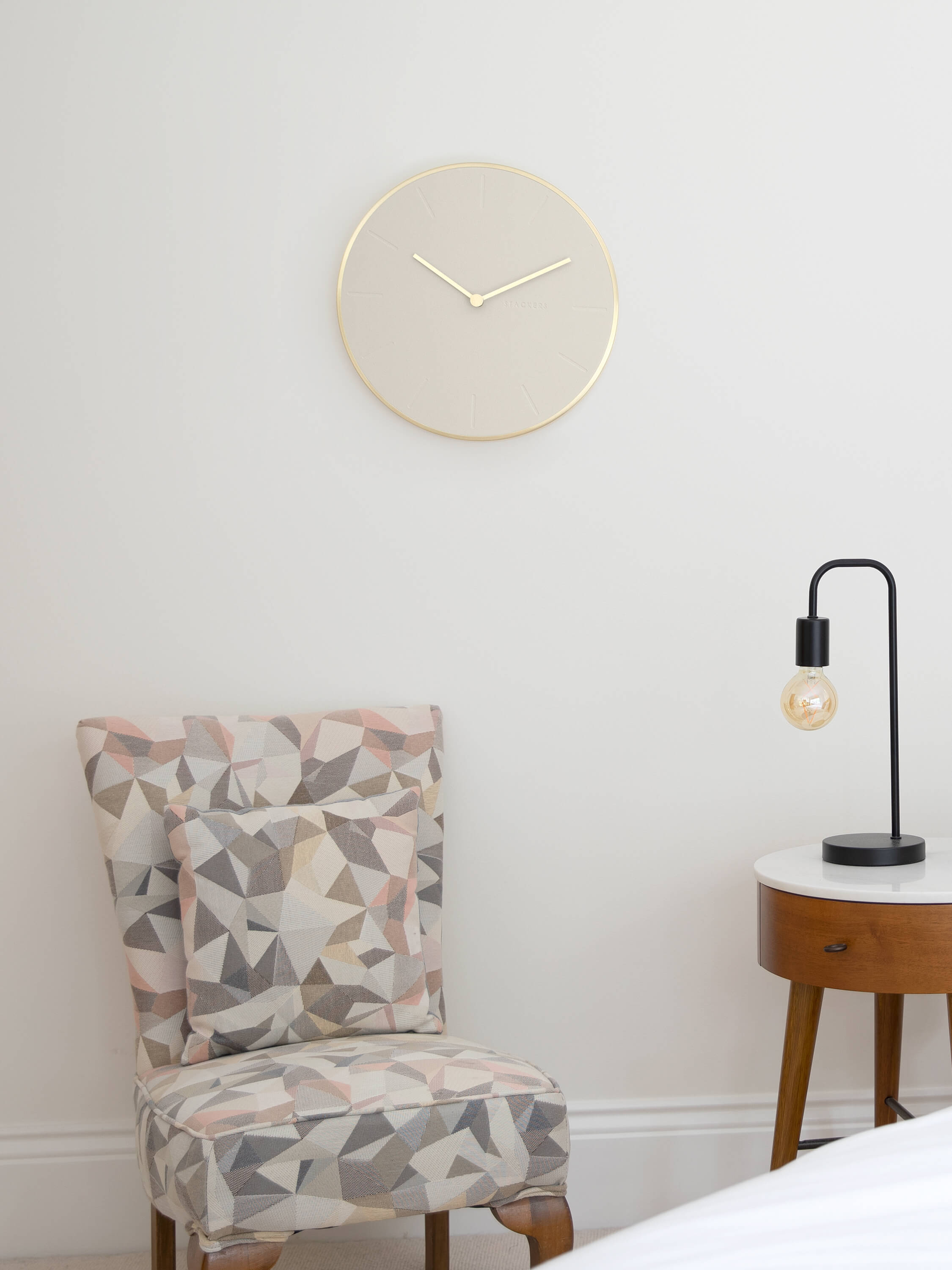 Brushed Gold & Oatmeal PU Clock