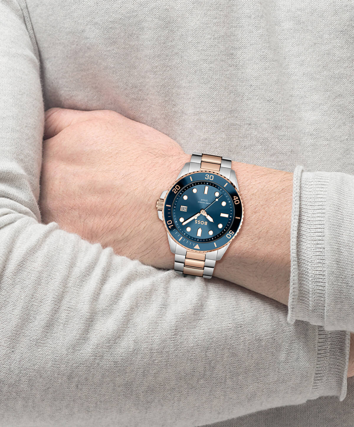 Ace Carnation Gold IP Bracelet Blue Dial Gents Watch
