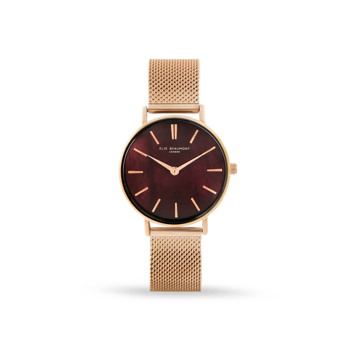 Shoreditch Wine Olive Dial Rose Gold Mesh Strap