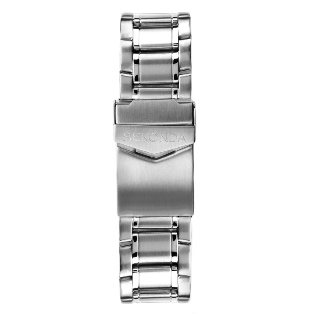 Blue Dual Time Dial With Stainless Steel Bracelet Strap Gents Watch