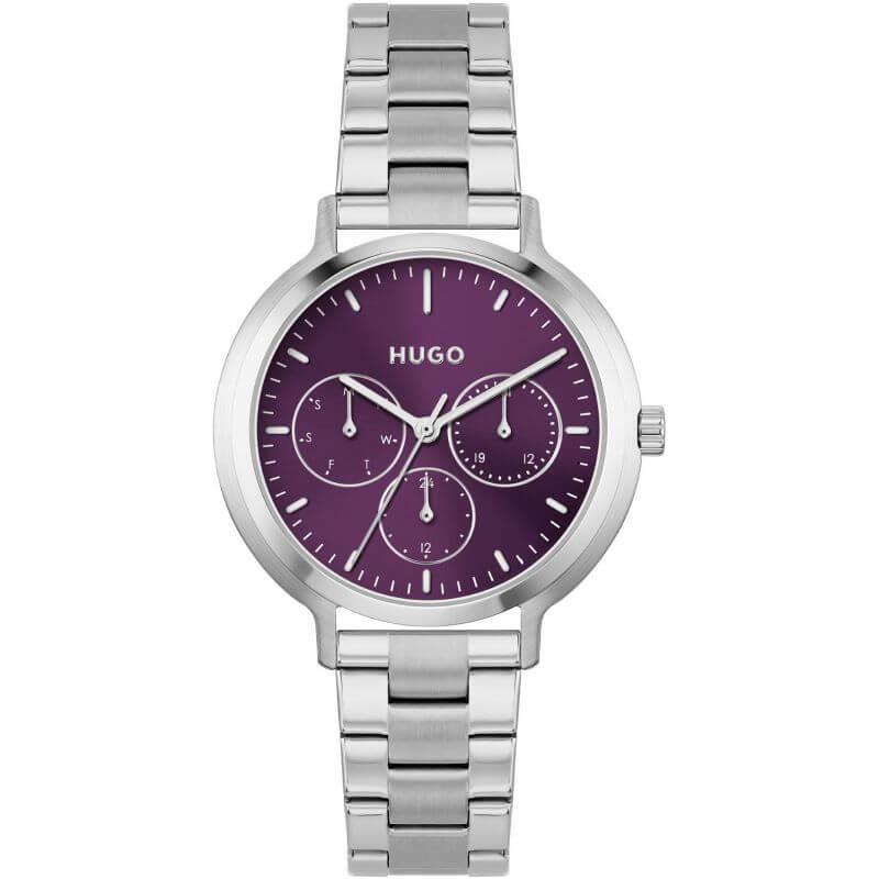 EDGY Purple Multifunctional Dial & Steel Bracelet Strap Ladies Watch