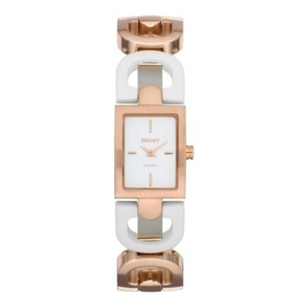 Ladies White Ceramic & Rose Gold Bracelet Watch
