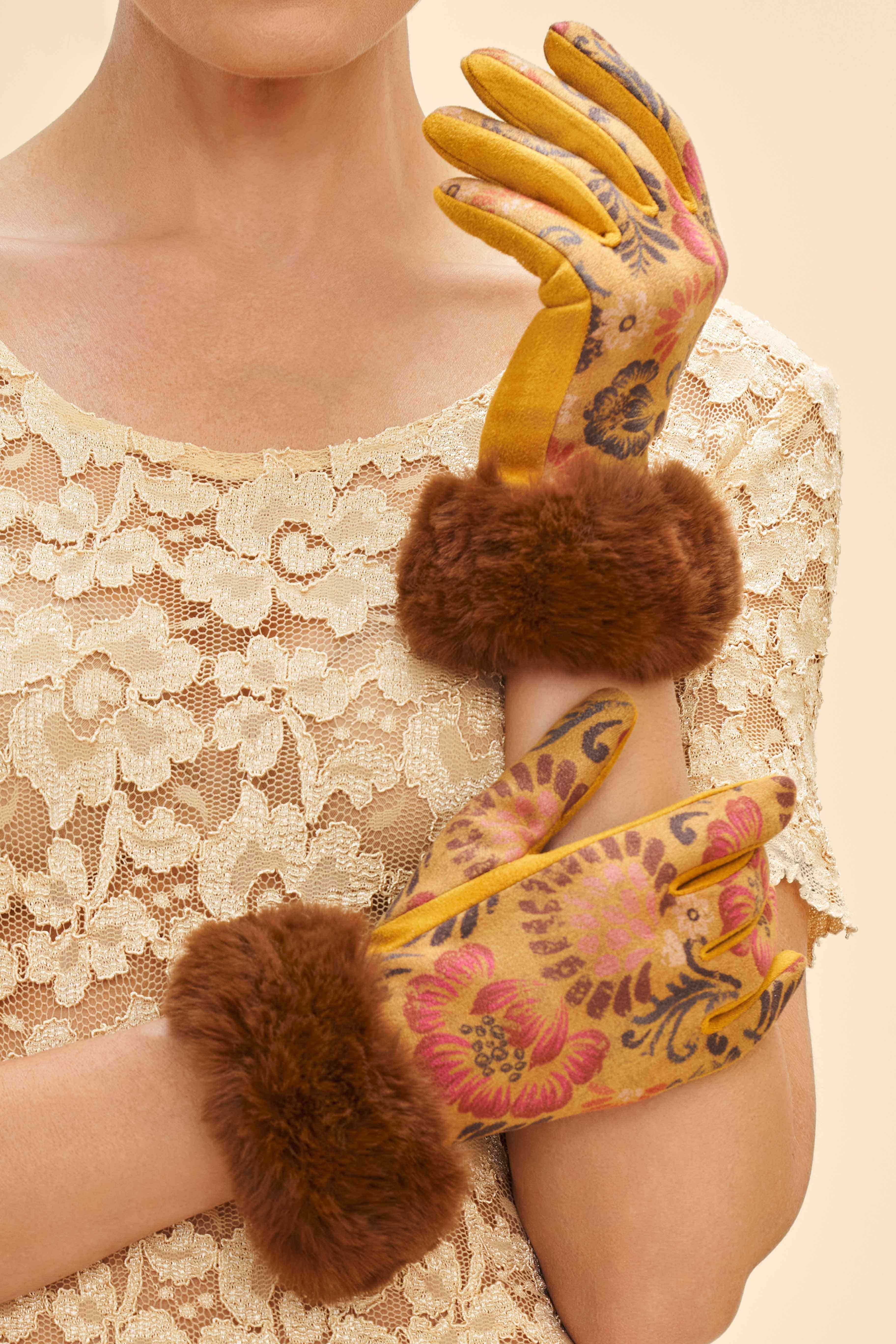 Bernadette Gloves - Mustard Floral