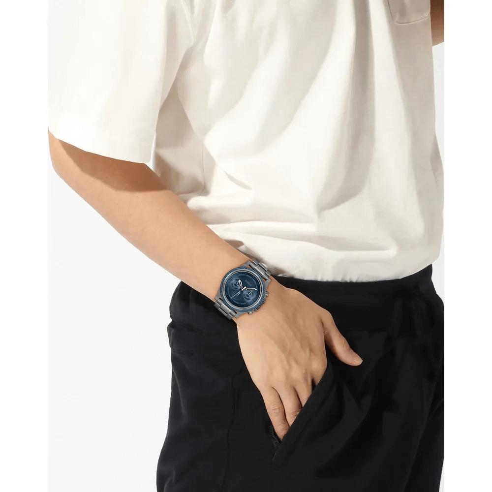 #BRAVE Blue Dial With Grey IP Bracelet Strap Mens Watch