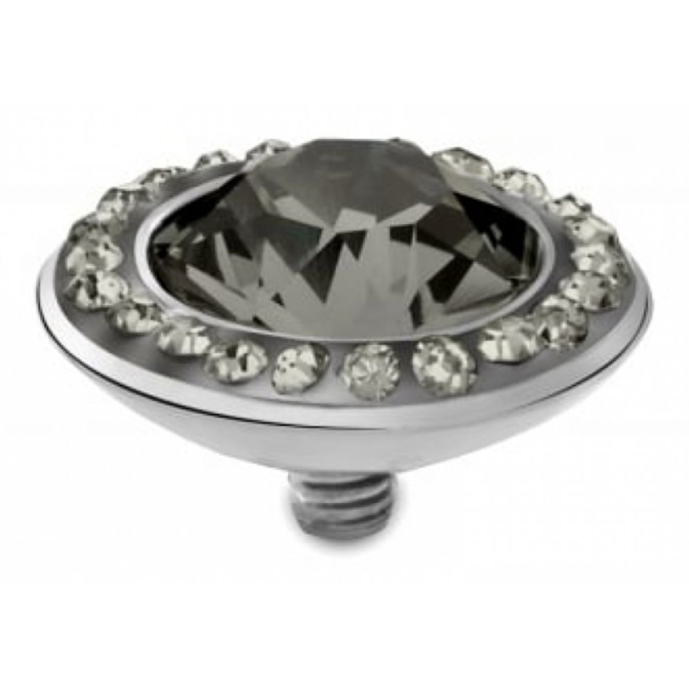 Famosa Stainless Steel 13mm Tondo Deluxe Black Diamond Ring Top with Black Diamond CZ