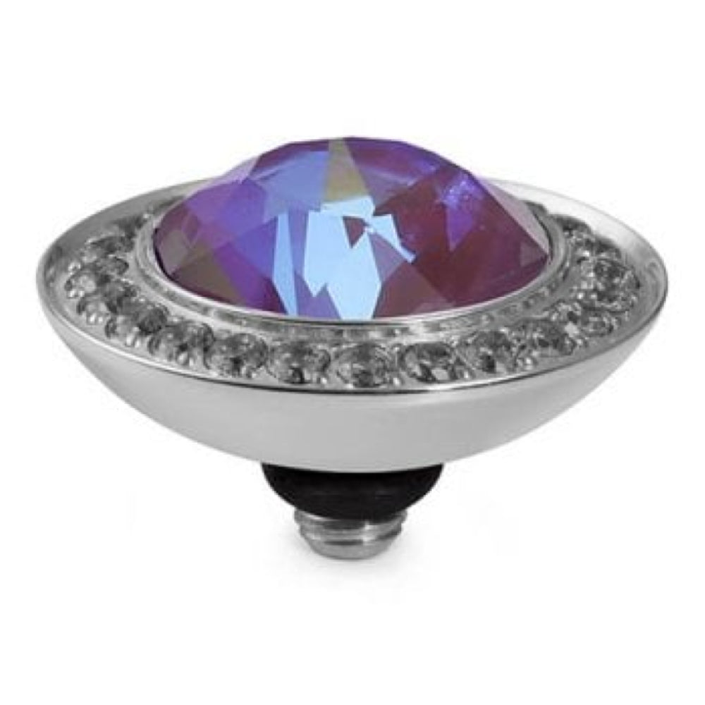 13mm Interchangeable Tondo Deluxe Burgundy Delite Crystal Top in S/P With Black Diamond Bordered