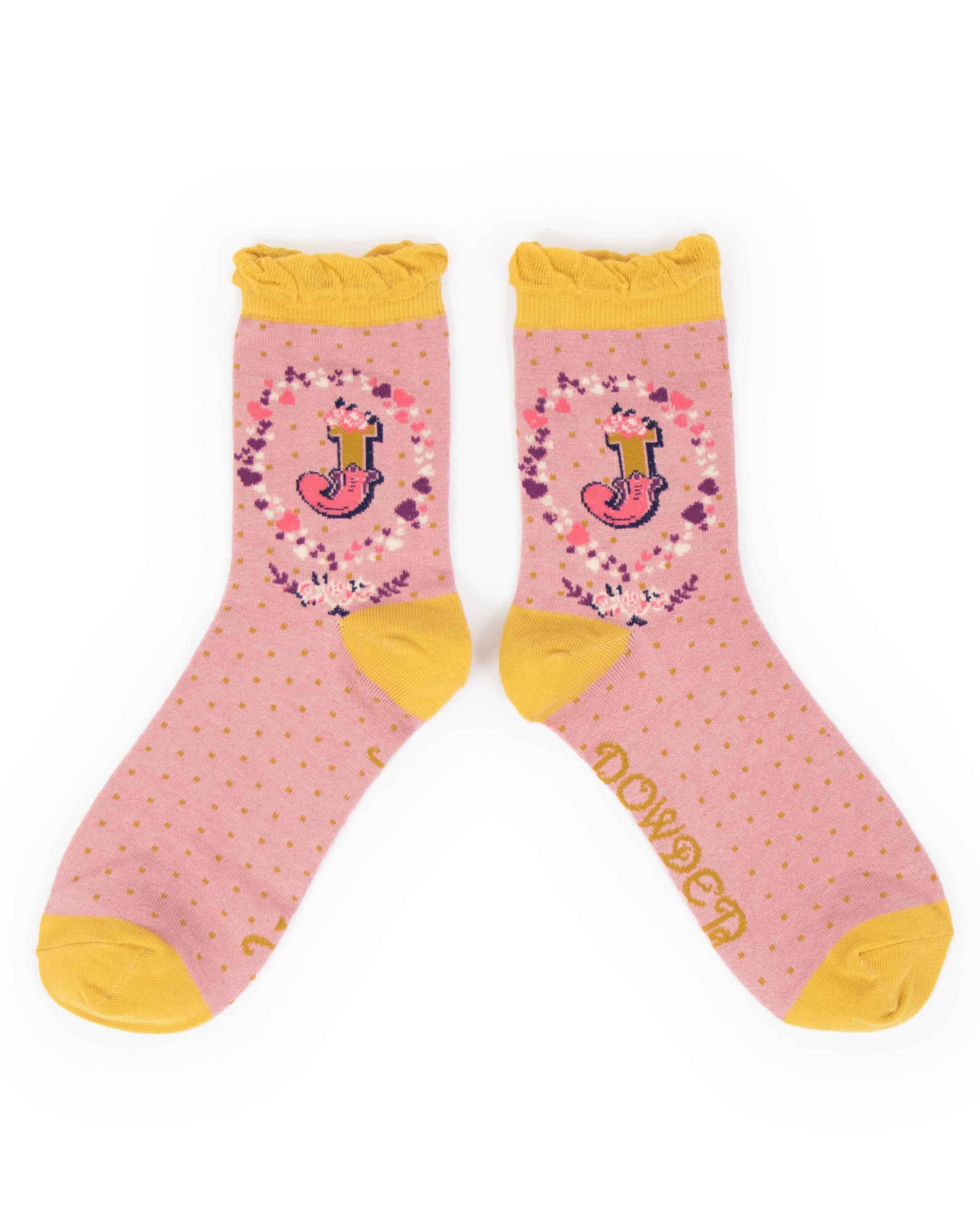 A-Z Ankle Socks - Letter J