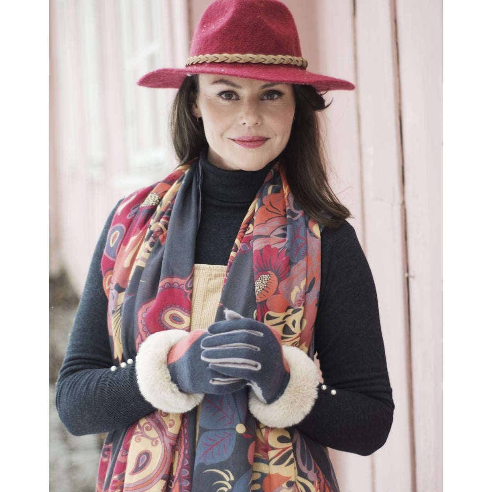 Alexandra Wool Gloves In Coral Mix