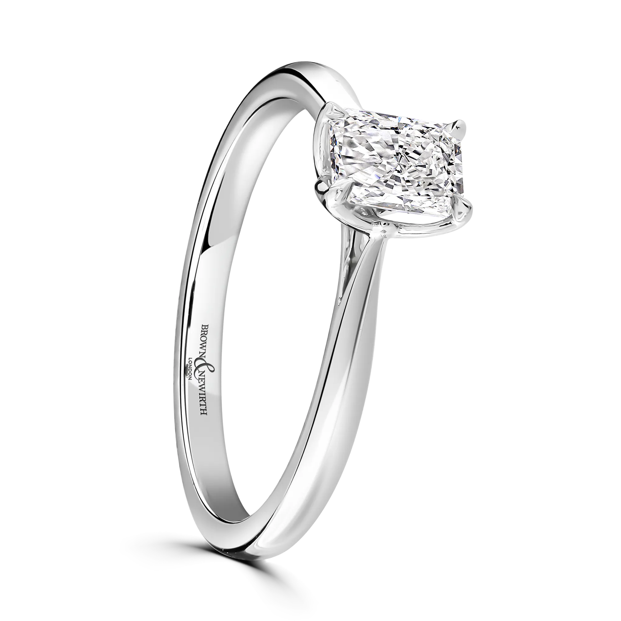Platinum 1ct Radiant Cut Laboratory Grown Diamond Solitaire Ring-N