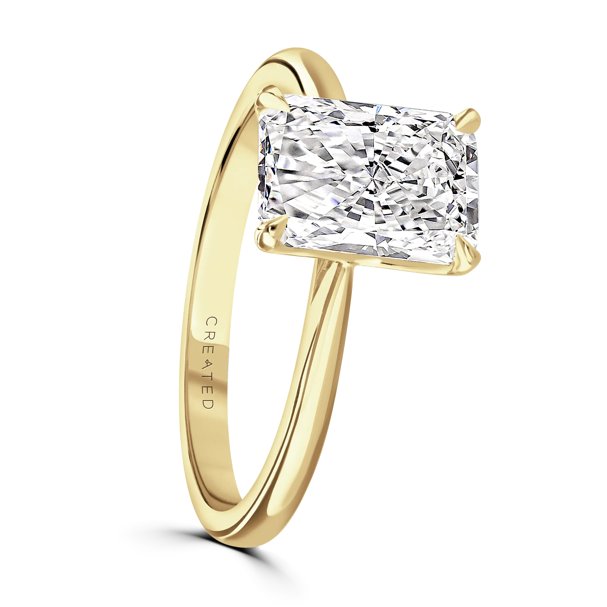 18ct Yellow Gold 2ct Radiant Cut Laboratory Grown Diamond Solitaire Ring-N
